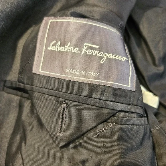 Salvatore Ferragamo Suit Jacket Men Size 42 Charcoal Super 100s Made in Italy